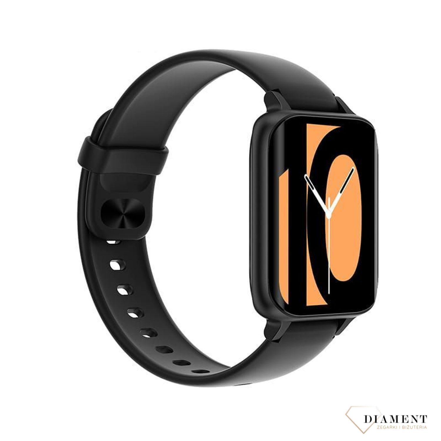 Smartwatch damski Garett BeFit Sport RT czarny cechuje się modnym, nowoczesnym designem. Połączenie prostokątnej, metalowej koperty w kolorze czarnym z gumowym paskiem..jpg